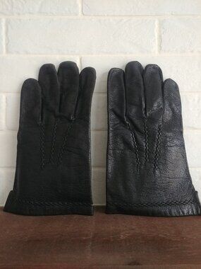 Mens 10.5 10 1/2 Black Leather Gloves XL L